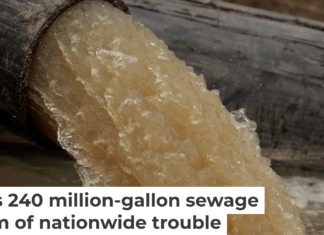 A pipe carries water and raw sewage into the C&O Canal, parallel to the Potomac River. Chip Somodevilla/Getty Images